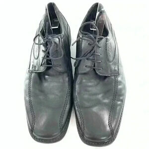 Ecco mens size 44 10-10.5 black leather comfort orthopedic bicycle toe oxfords